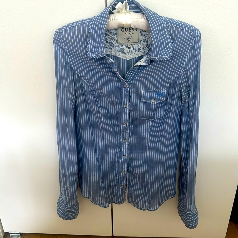 Guess Pinstriped Lacy Shirt